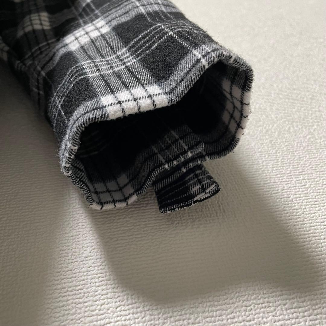 ステルスステラ 異素材ドッキングパーカー チェックシャツ アシンメトリー 黒