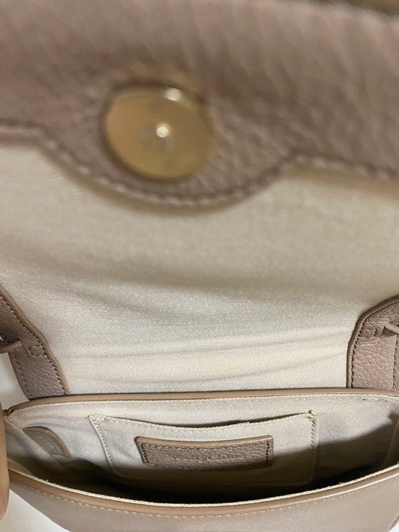 ベージュ リング付きミニショルダーバッグ