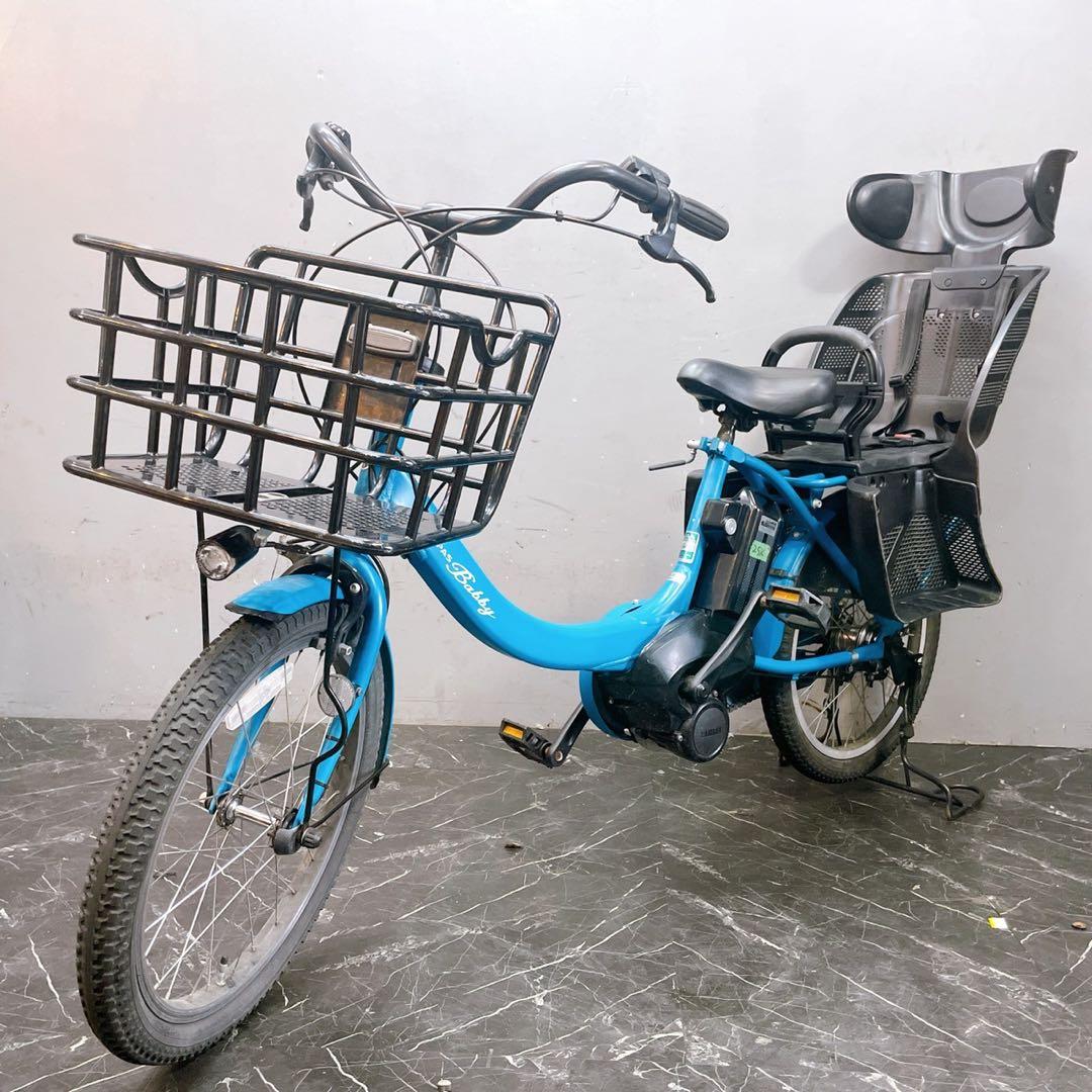 71】子乗せ電動自転車 YAMAHA PAS Babby ブルー 3人乗り対応