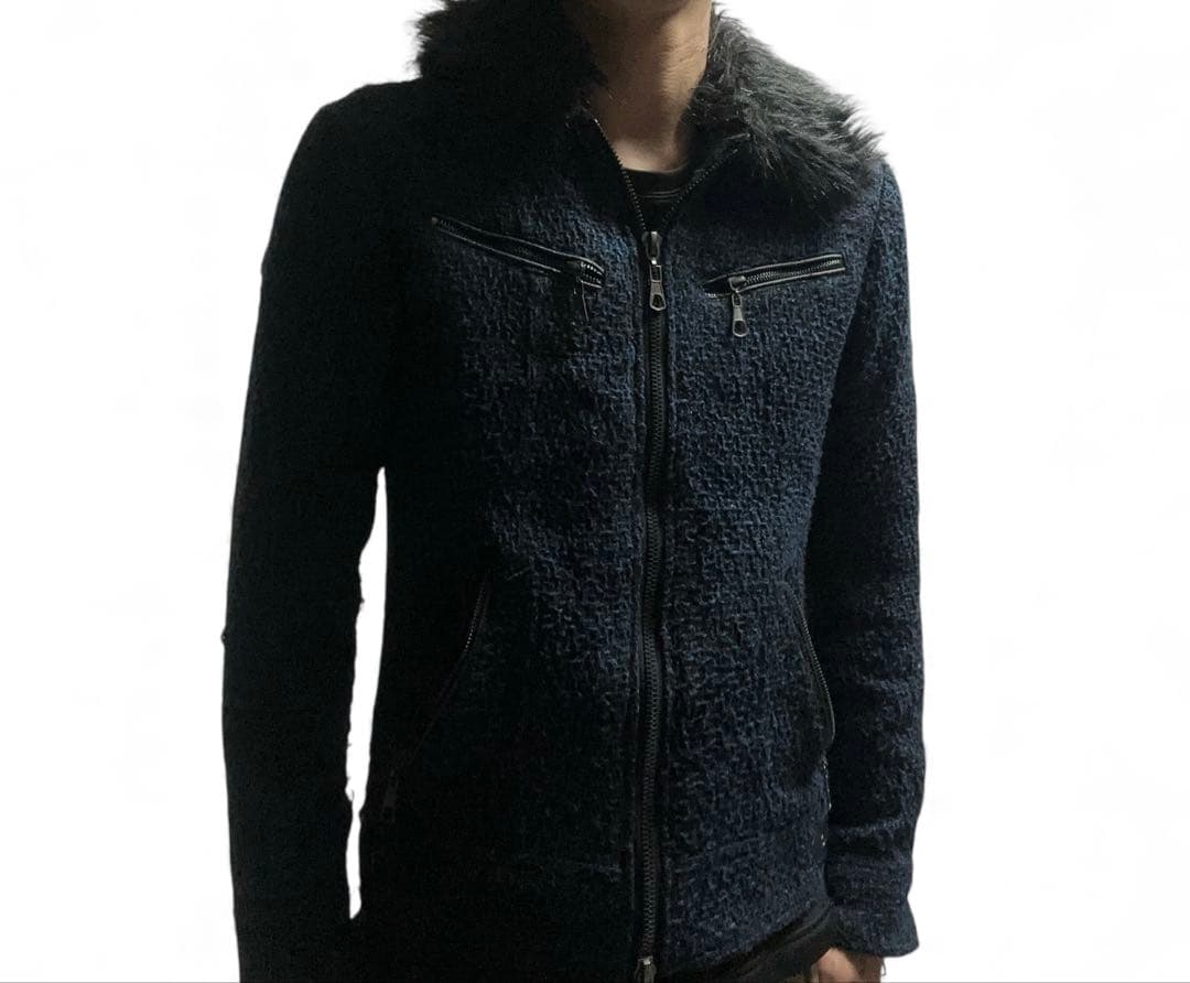 00s Y2K archive 鬼ファー ツイード ジャケット お兄系 平成初期