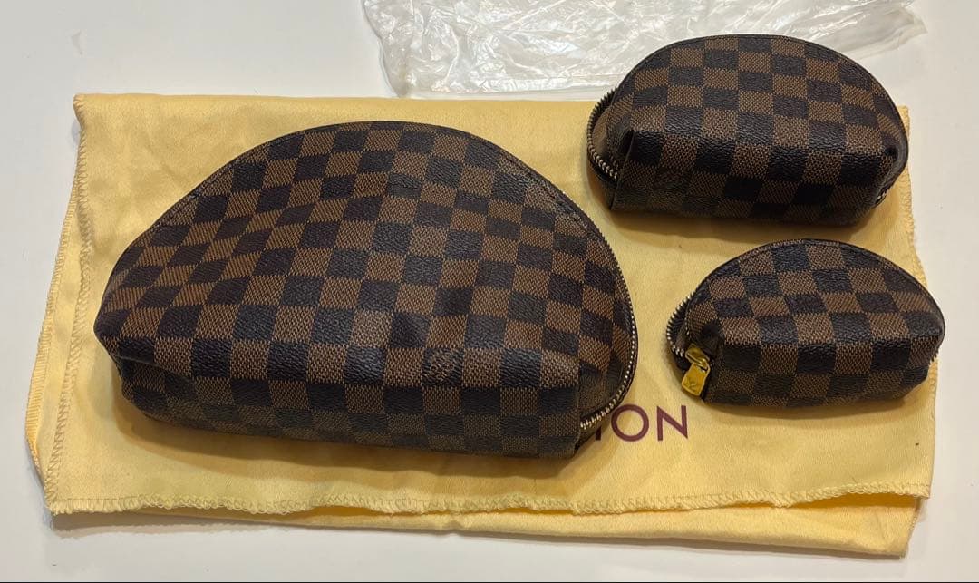 ハンドバッグ 大 ブラウン ポーチ3点セット