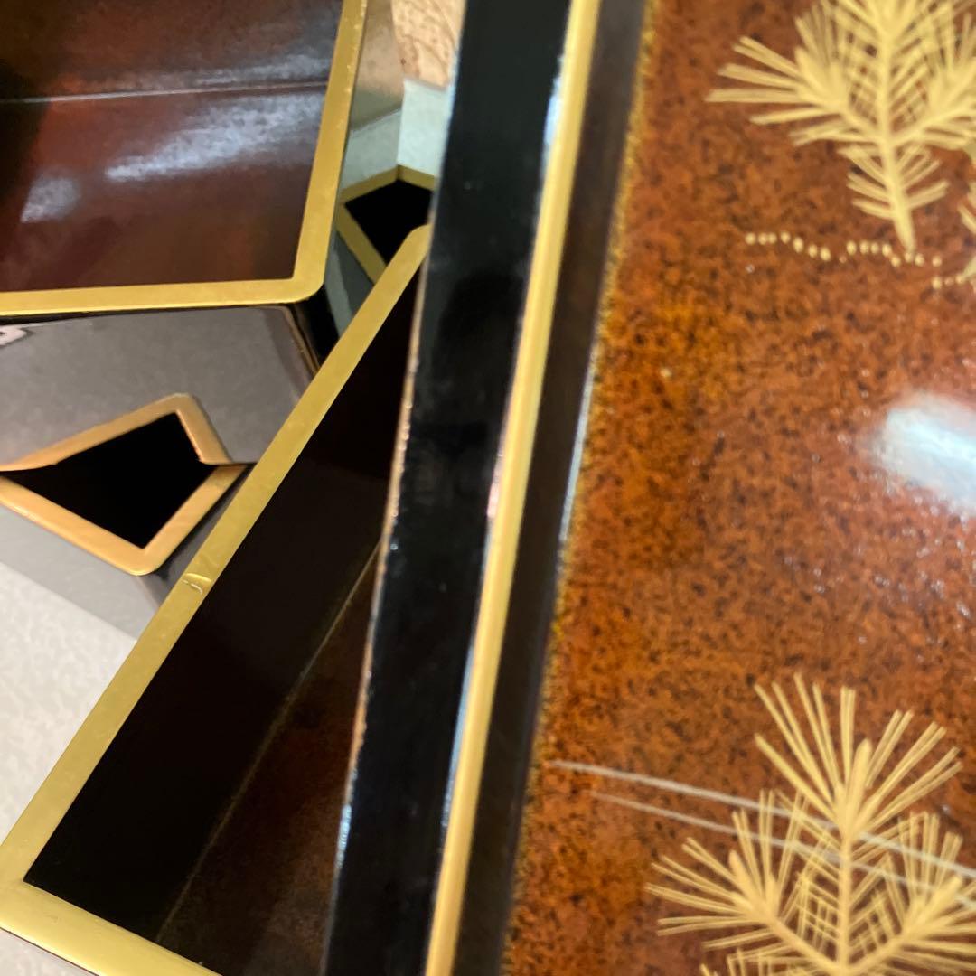 重箱　昭和レトロ　鶴亀　2段重箱　2セット　骨董品　台付