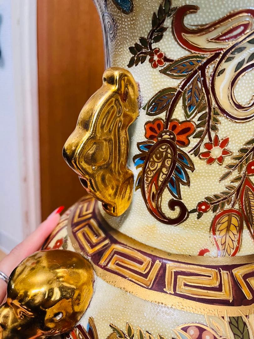 中国壺 飾り壺 中国製 チャイニーズ MADEINCHINA 大きい ゴールド