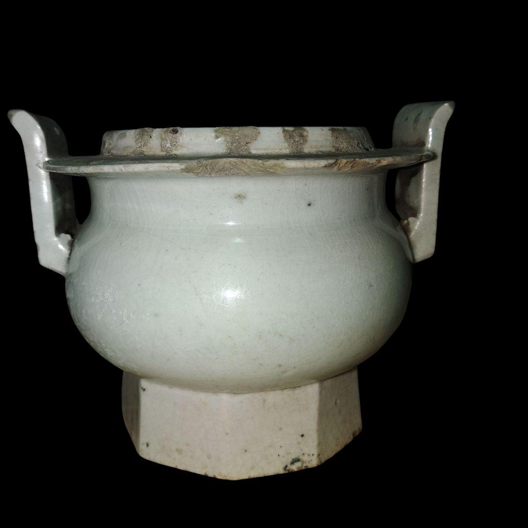 李朝　白磁香炉　朝鮮美術　骨董品　アンティーク