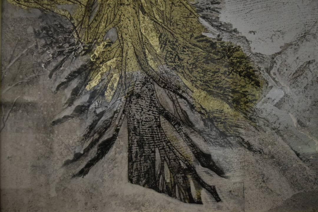 真作】関出/創画会/八甲田一隅/共シール/掛軸/名家伝来/Z-879