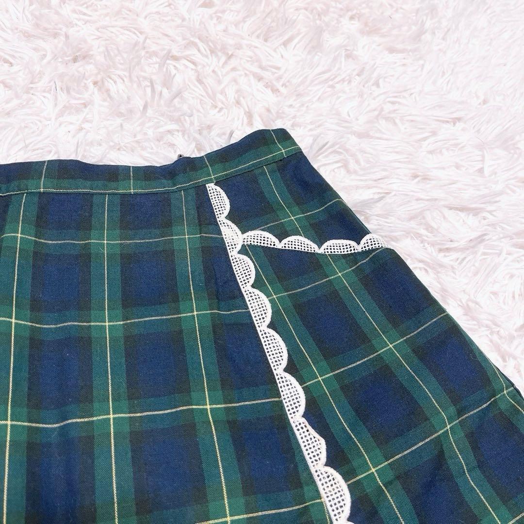 Emily Temple cute チェック フレア スカート 膝丈 レース