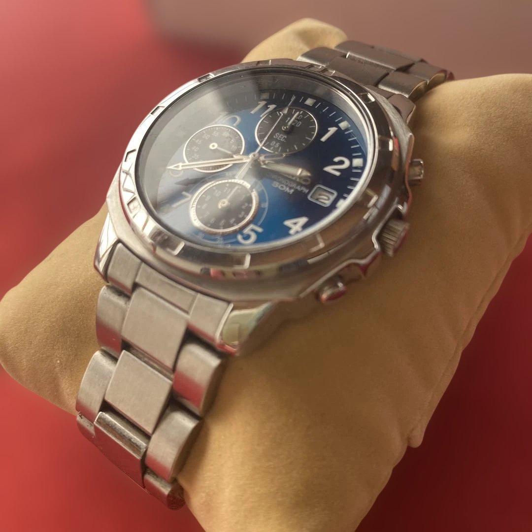 SEIKOクロノグラフSND193腕時計 50M(防水電池・防水パッキン交換済)