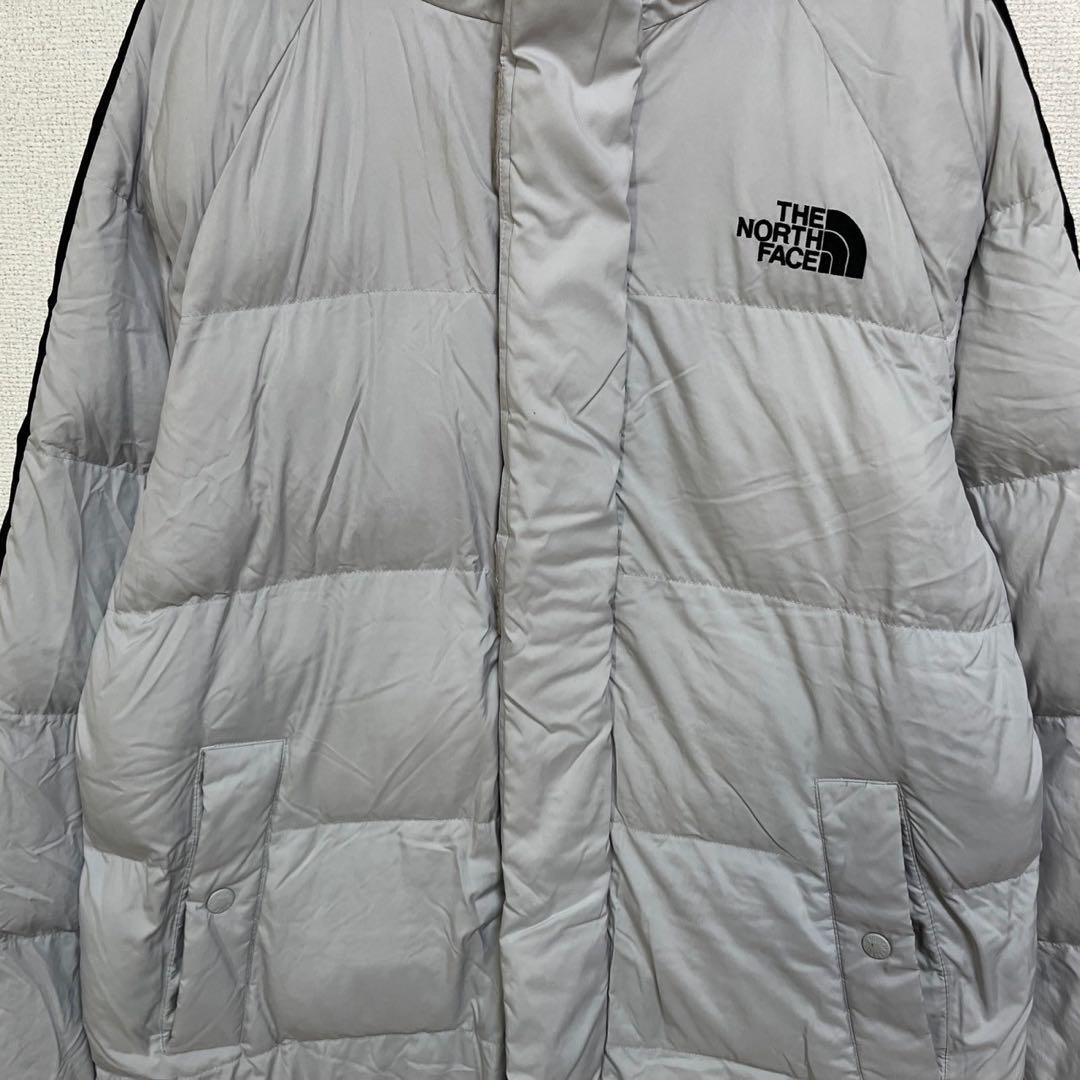 ノースフェイス】中綿ロングコート　Tball　グレー　刺繍　デカロゴ　肩ロゴ３K