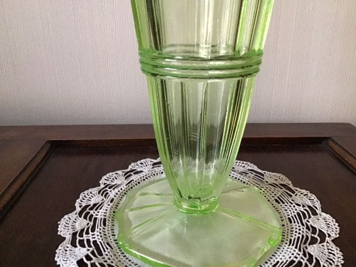 アンティーク ウランガラス 花びん オブジェ