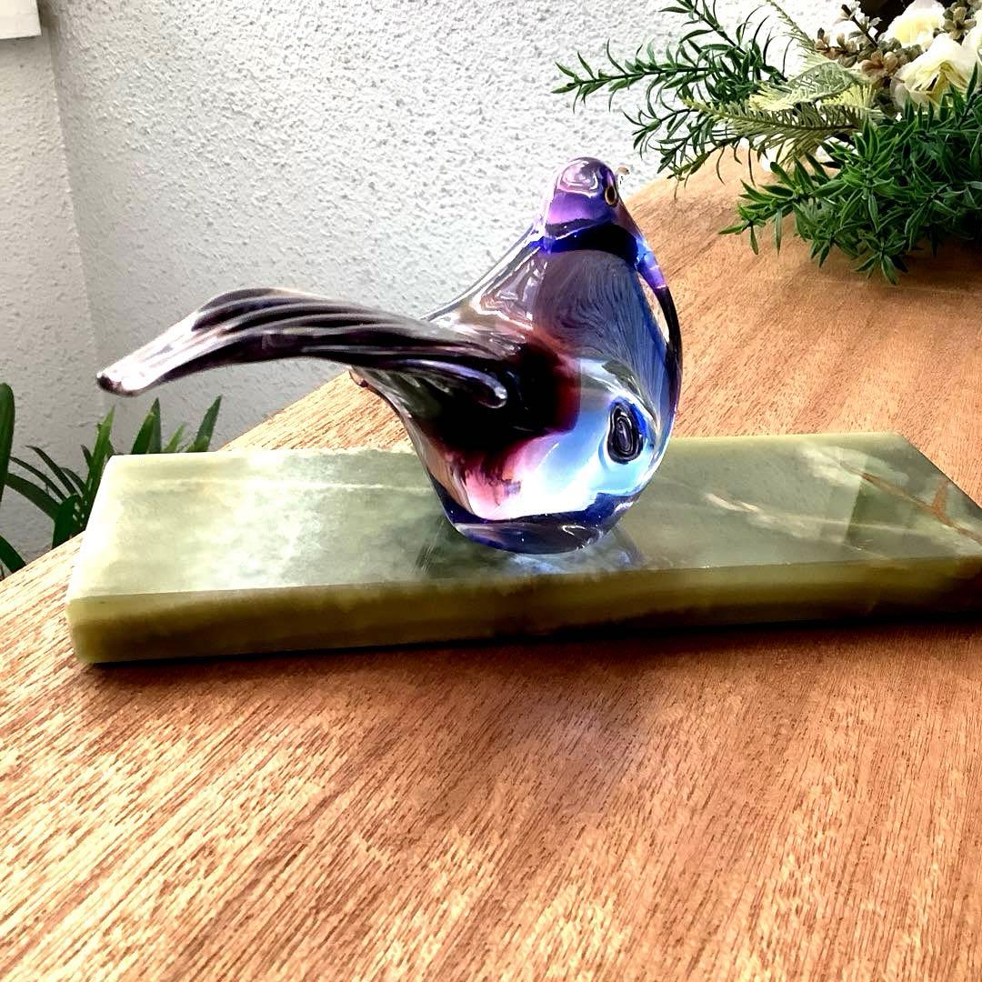 Malti Glass 【Love Birds/ラヴ バード】台座付 ガラス工芸