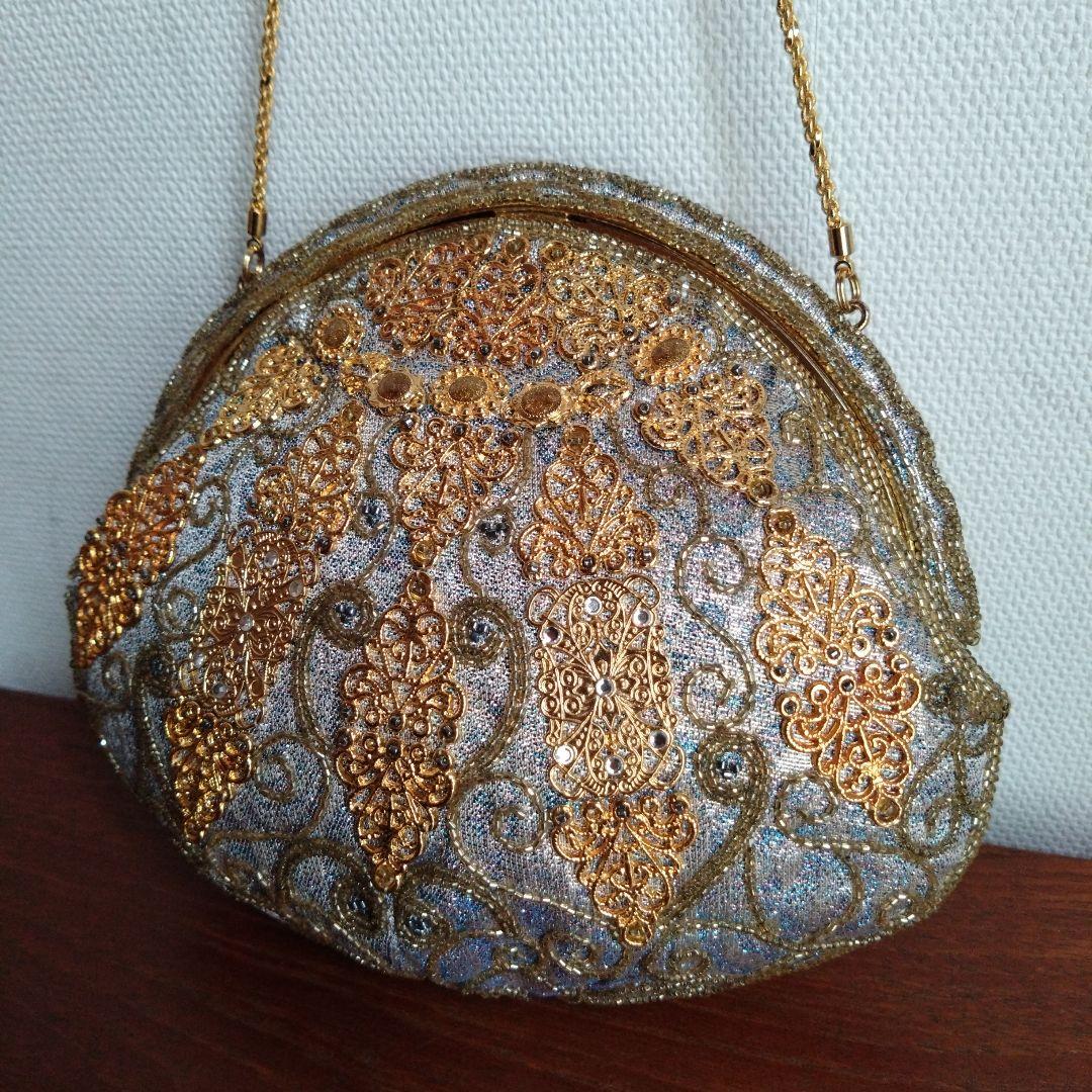 希少　皇室御用達　LUMY　はしもと　ビーズ　 刺繍　バッグ　がま口