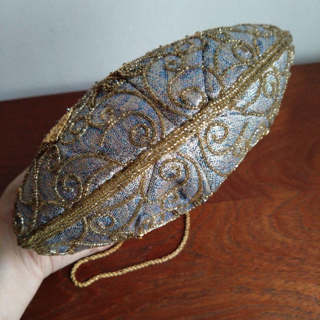 希少　皇室御用達　LUMY　はしもと　ビーズ　 刺繍　バッグ　がま口