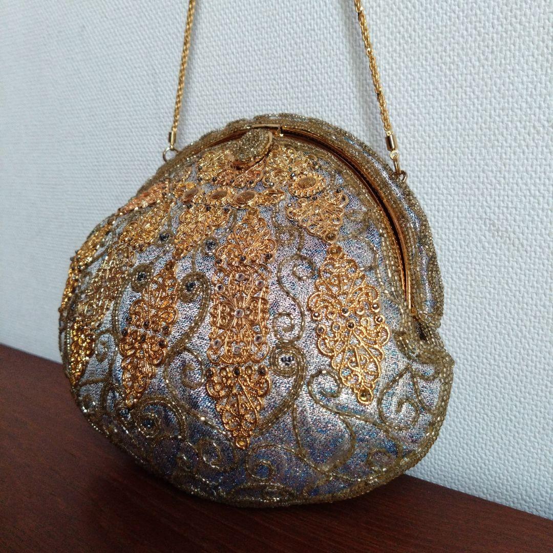 希少　皇室御用達　LUMY　はしもと　ビーズ　 刺繍　バッグ　がま口