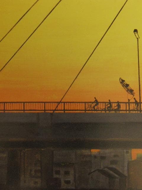 米谷清和、【隅田川夕暮】、希少な額装用画集より、新品額装付、状態良好