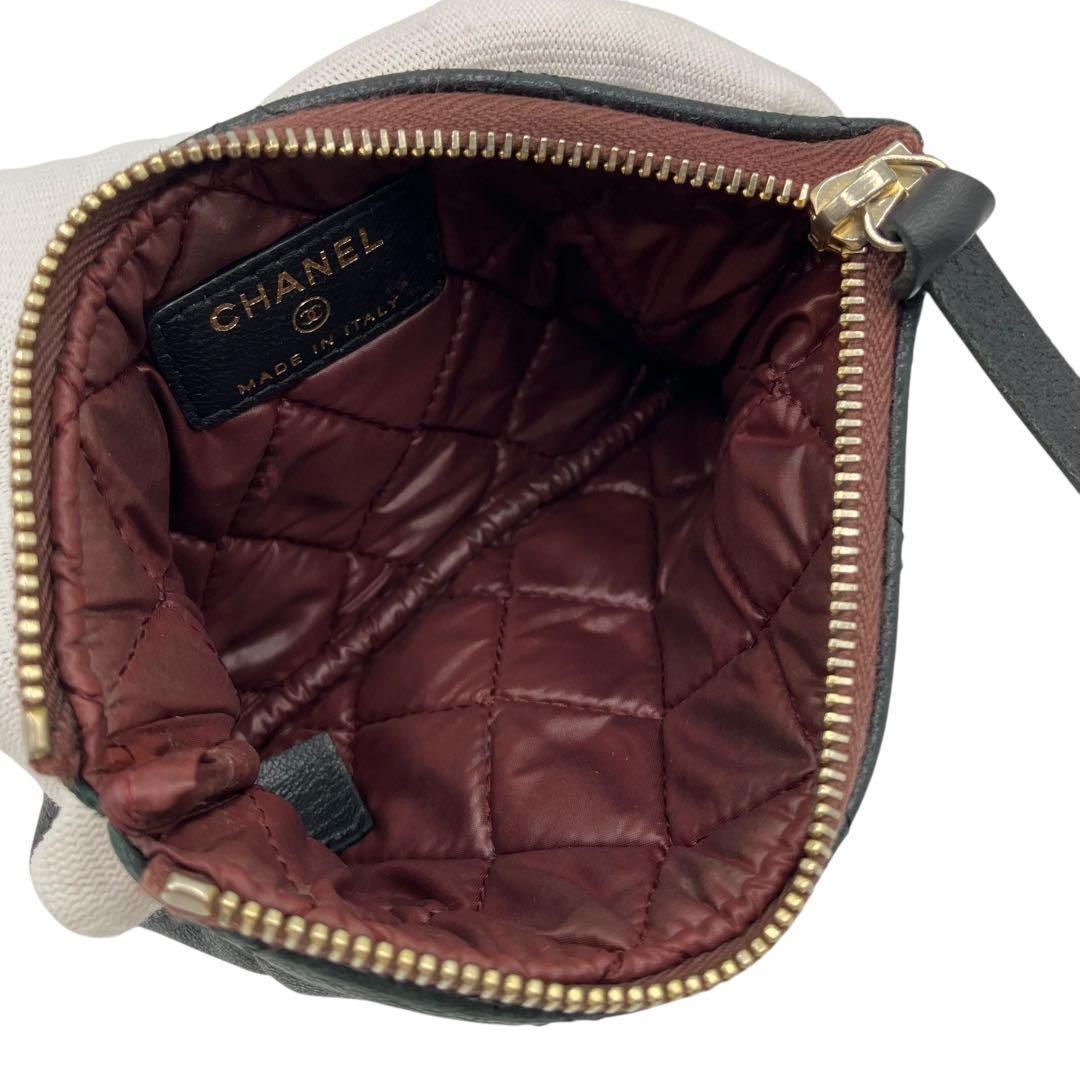 良品✨ シャネル マトラッセ ラムスキン ポーチ ブラック