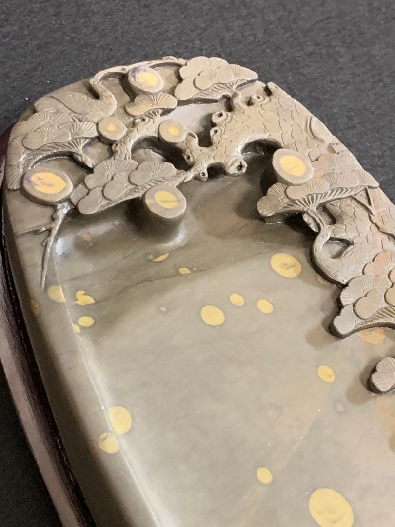 端渓名硯 中国硯 木箱入り 石目高級硯石 石筋模様 石眼