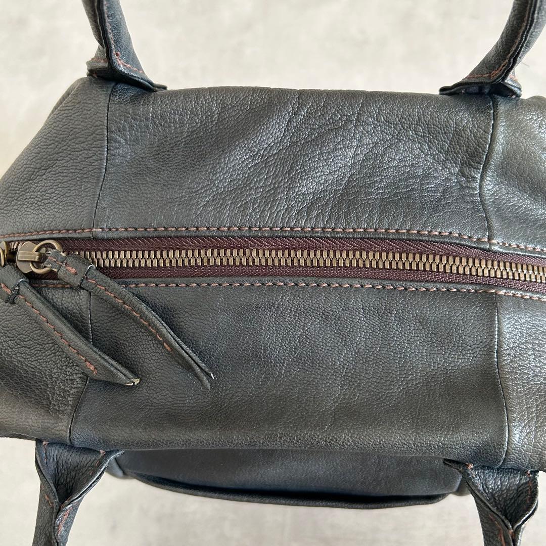 美品ゲンテン ショルダーバッグ 2way 山羊革 ゴートスキン ヌメボストン