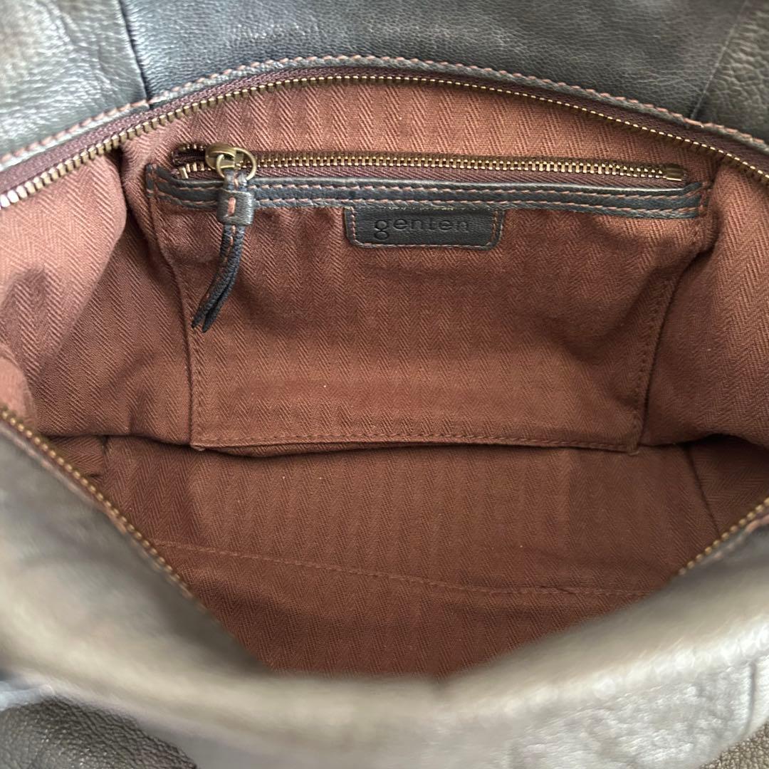 美品ゲンテン ショルダーバッグ 2way 山羊革 ゴートスキン ヌメボストン