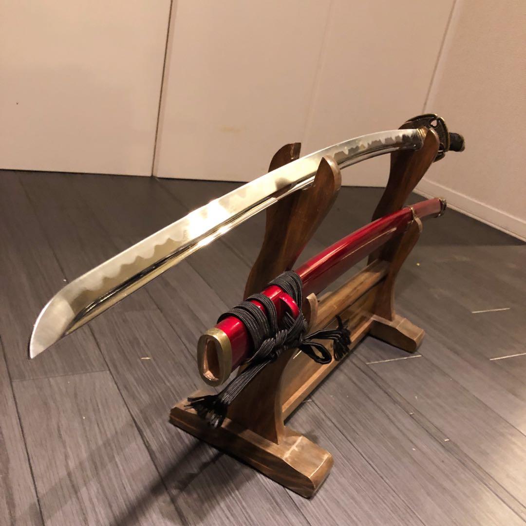 高級模造刀　居合刀　樋入刀身　合金刀身　朱拵え