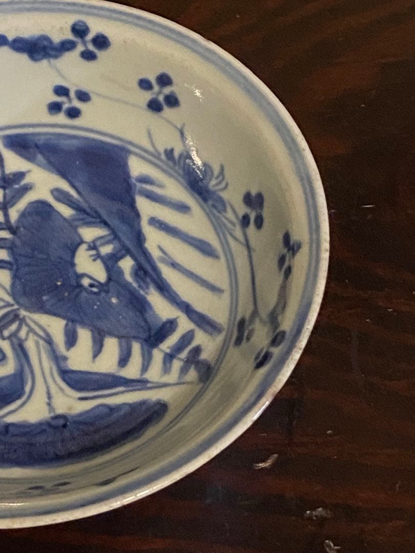 水草水禽文 古染付 平鉢 美術品・アンティーク・コレクション