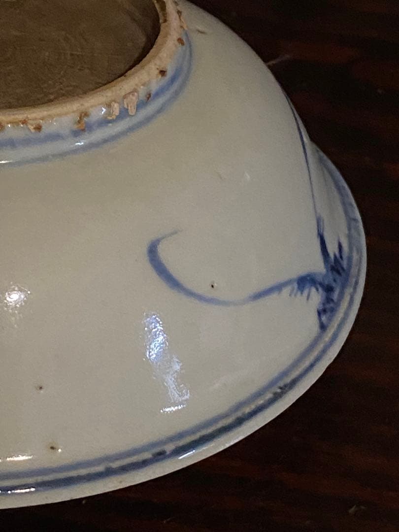 水草水禽文 古染付 平鉢 美術品・アンティーク・コレクション