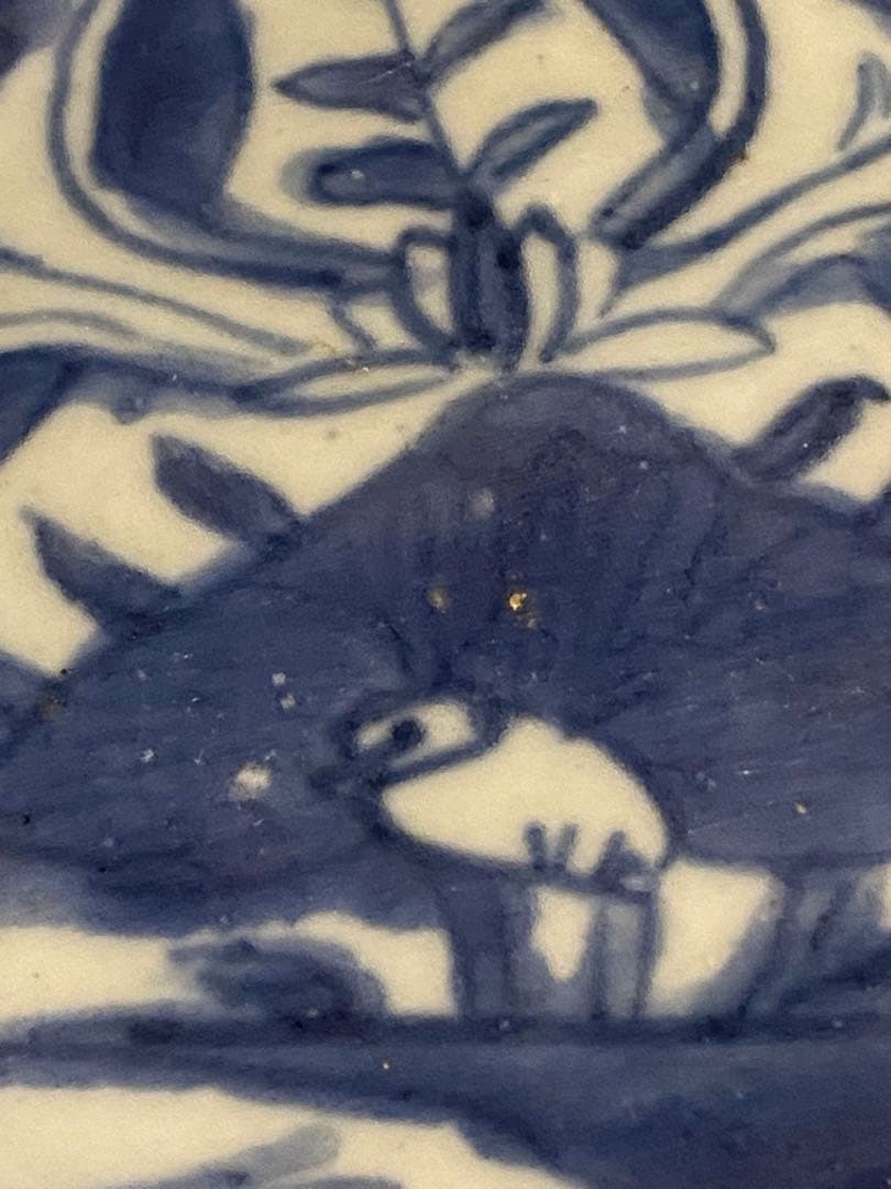 水草水禽文 古染付 平鉢 美術品・アンティーク・コレクション