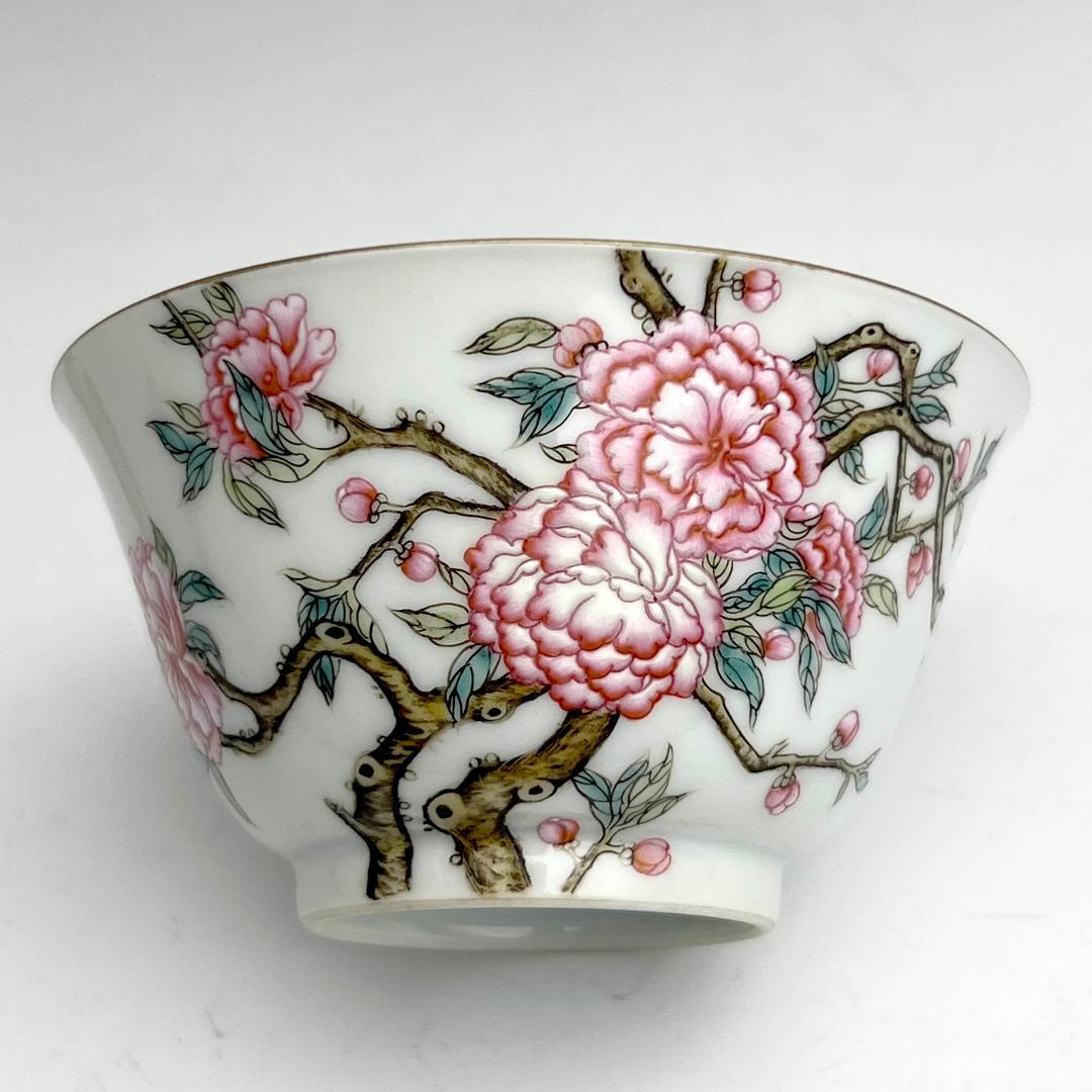 粉彩花樹紋杯 雍正御製 款 金彩 清時代 擺件 中国古玩唐物骨董時代物 A825