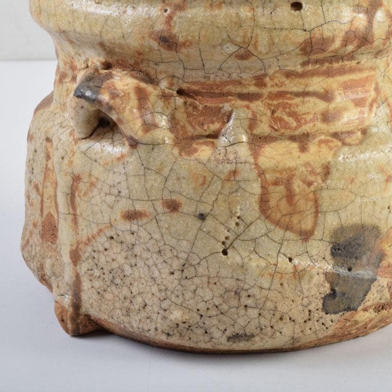 茶道具 秋坂窯 八代 加藤宇助作 伊賀釉 水指 共箱 N