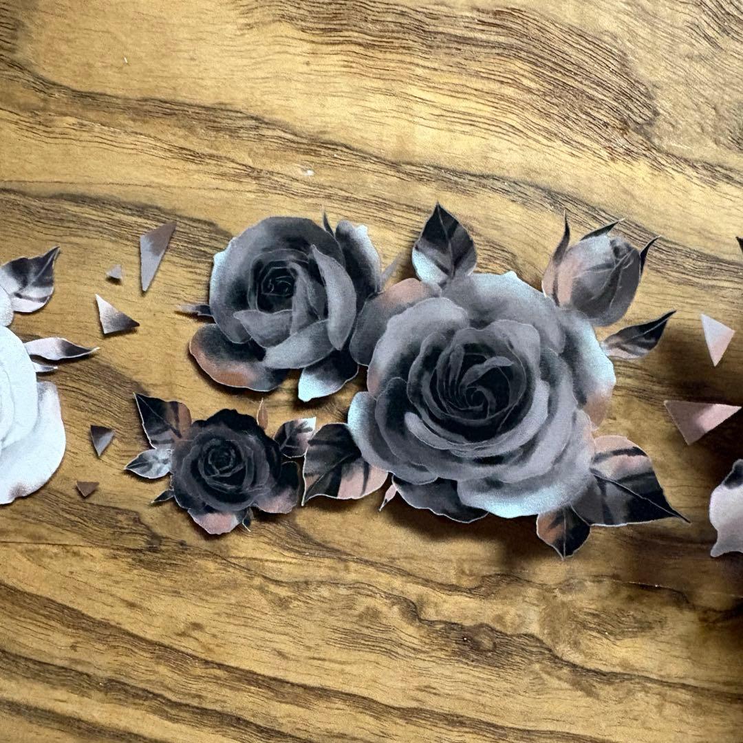 NO.733】海外マステ PET ローズ 薔薇 暗黒 コラージュ おすそ分け