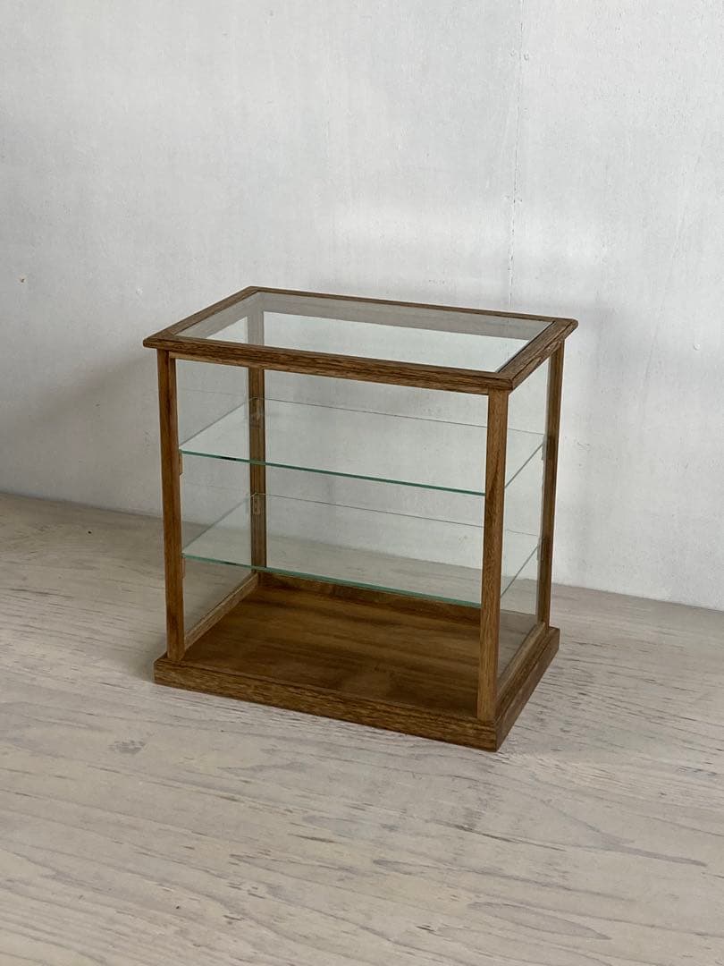 g201 古い木製 ガラスケース 2段 卓上 ショーケース