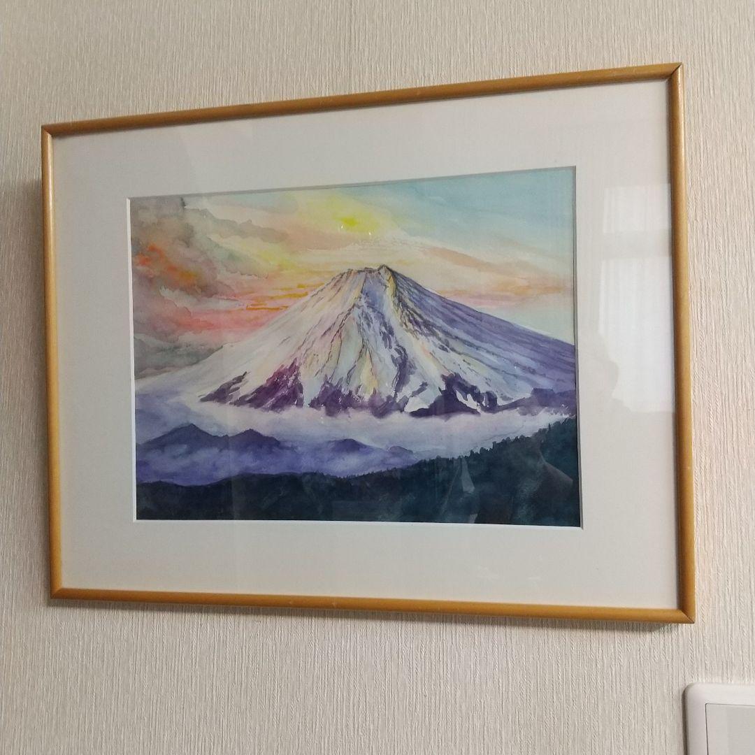 朝焼けの富士  F6額縁560×440mm
