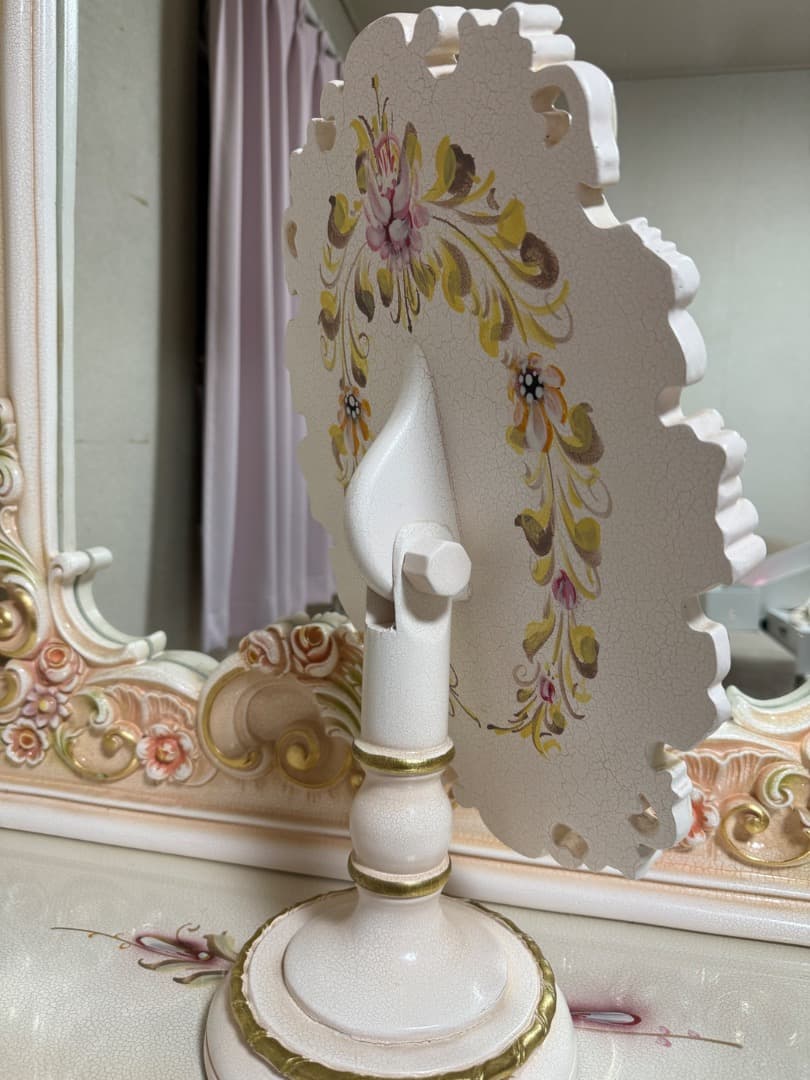 ⑥ ロココ調 化粧鏡 メイクアップミラー　猫脚 家具 お姫様 ローラアシュレイ