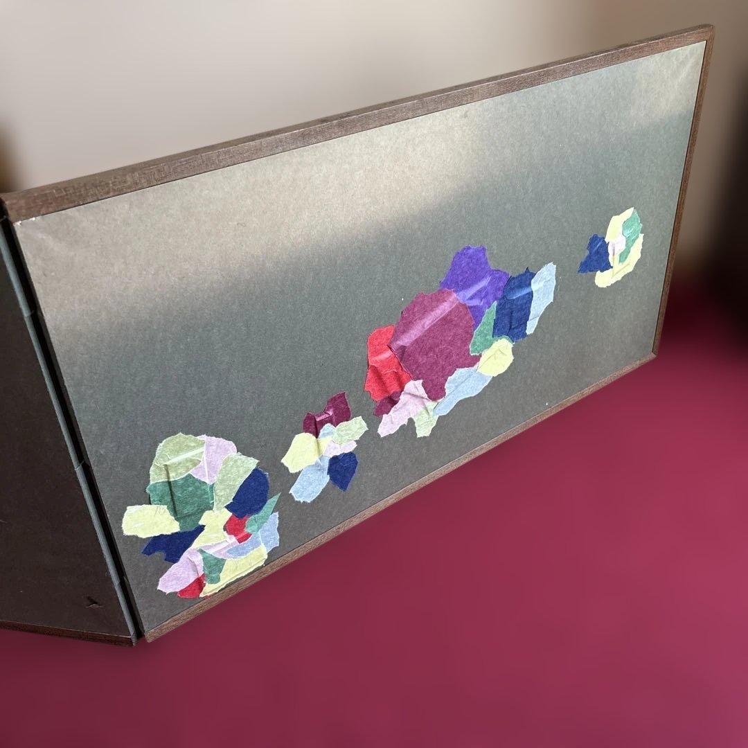 衝立 仕切り 枕屏風 花柄刺繍 アンティーク 骨董