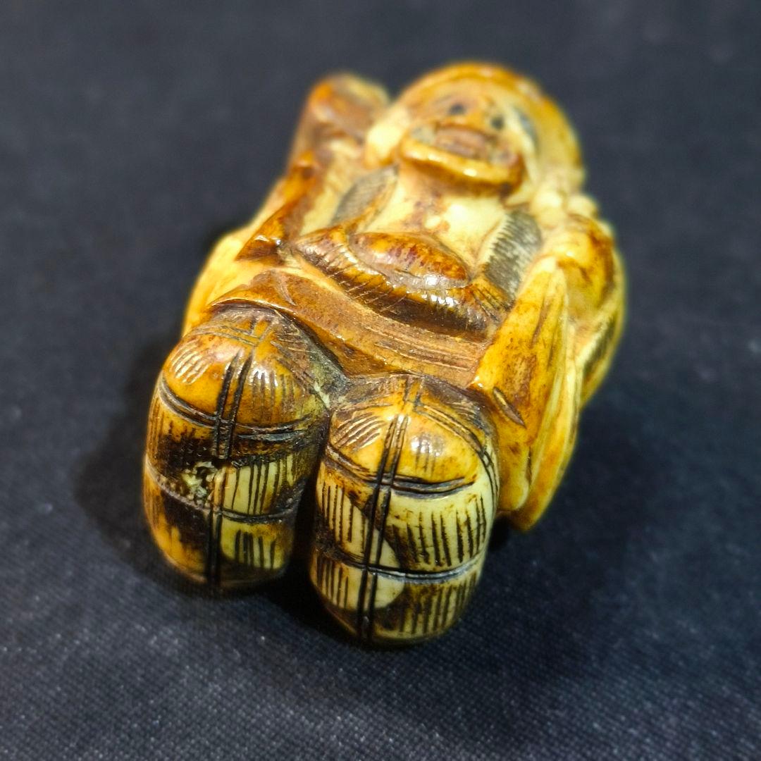 江戸根付 弁天様 天然素材 手彫り 無銘 骨董 古美術 蒐集家放出