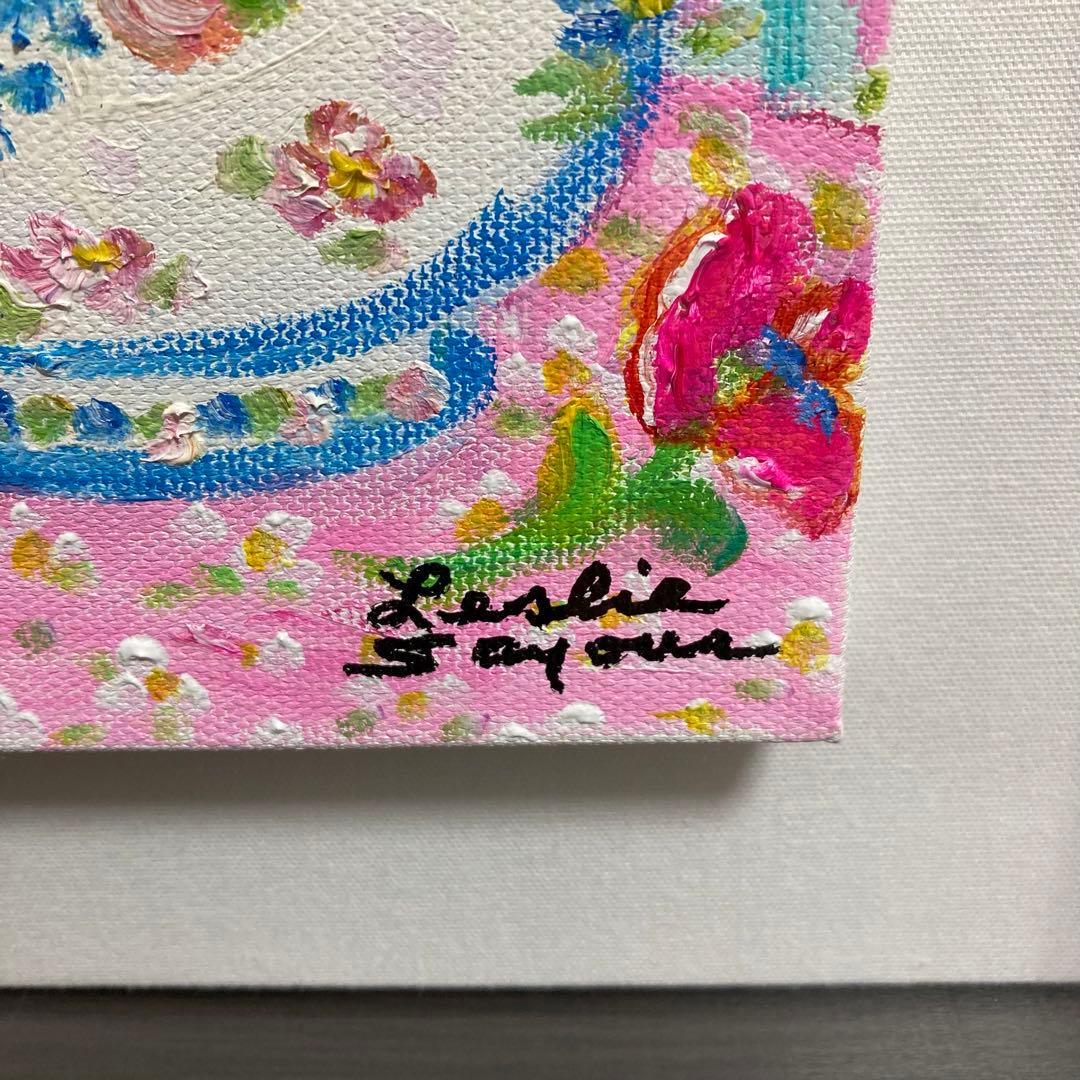 【真作保証】レスリー・セイヤー「花」油彩画 直筆サイン 真筆 原画 絵画