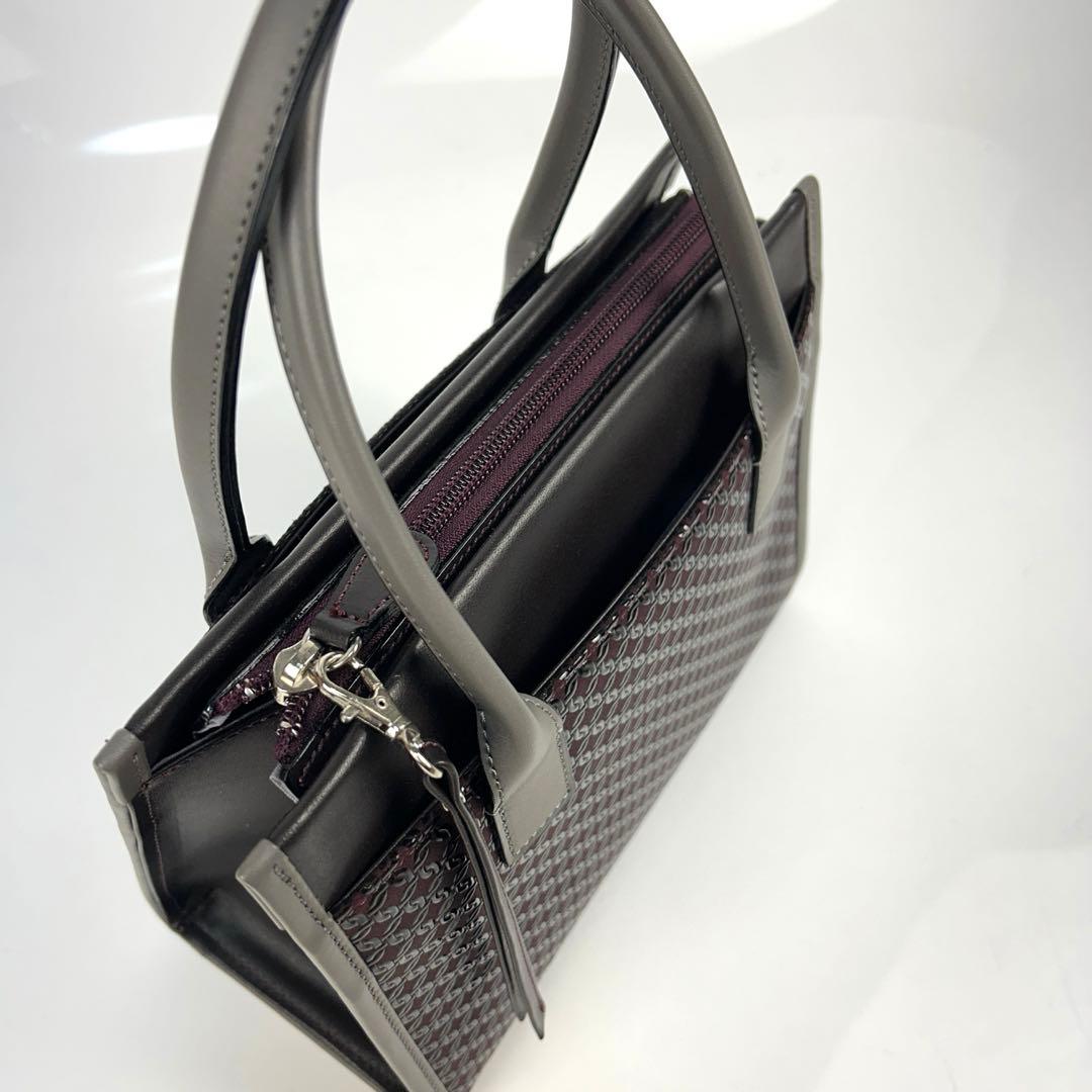 【未使用級】印傳屋　ハンドバッグ　手提げ　甲州印伝　上原勇七　和装　鹿革　あずき