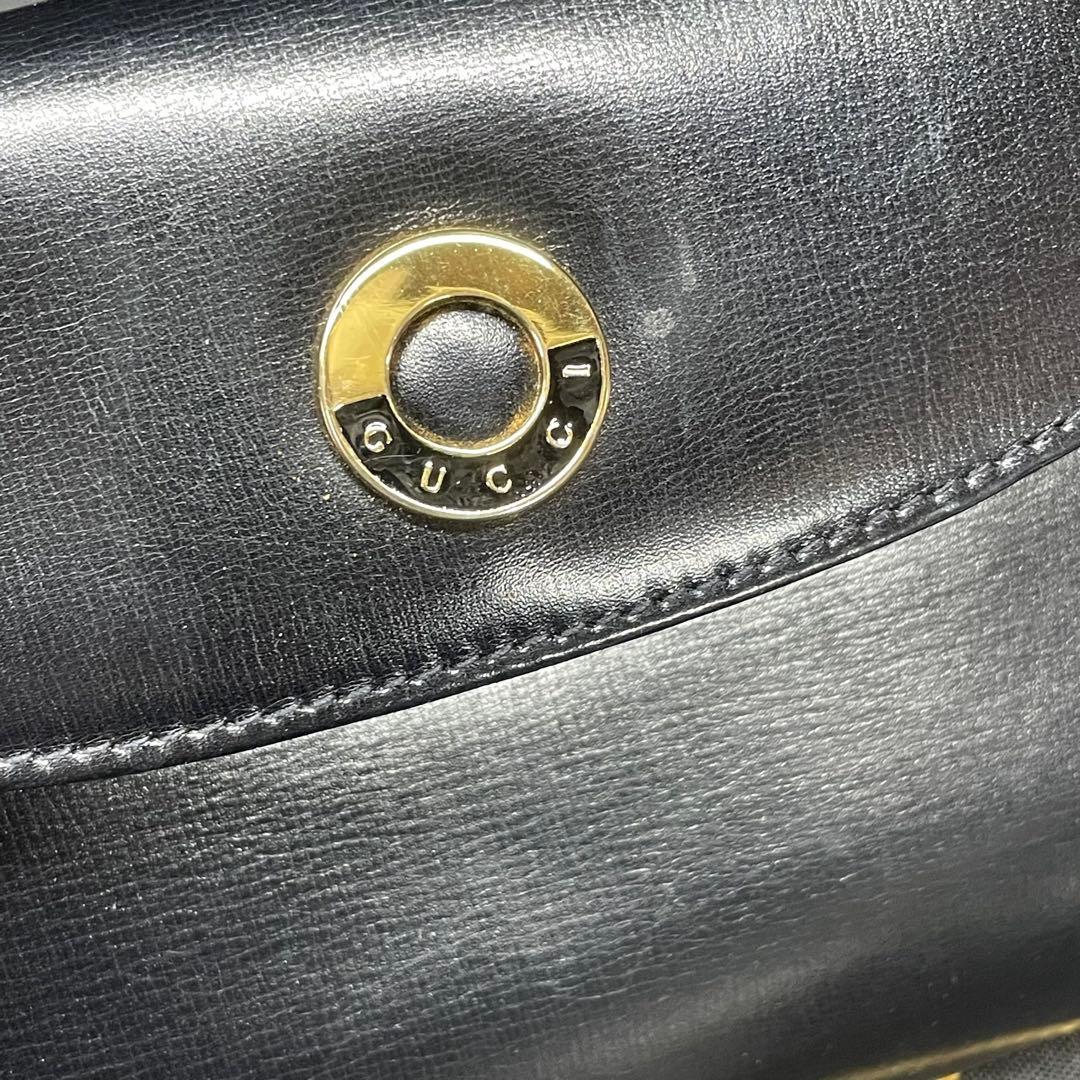 オールドグッチ　GUCCI ショルダーバッグ　サークルロゴ　ゴールド