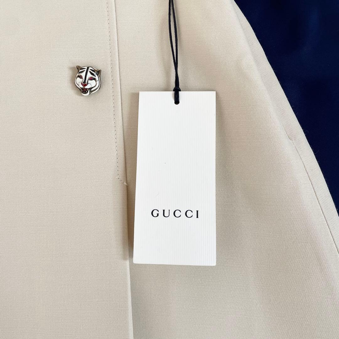 新品タグ付　グッチ　大きいサイズXL　プリーツスカート　タイガーボタン　シルク