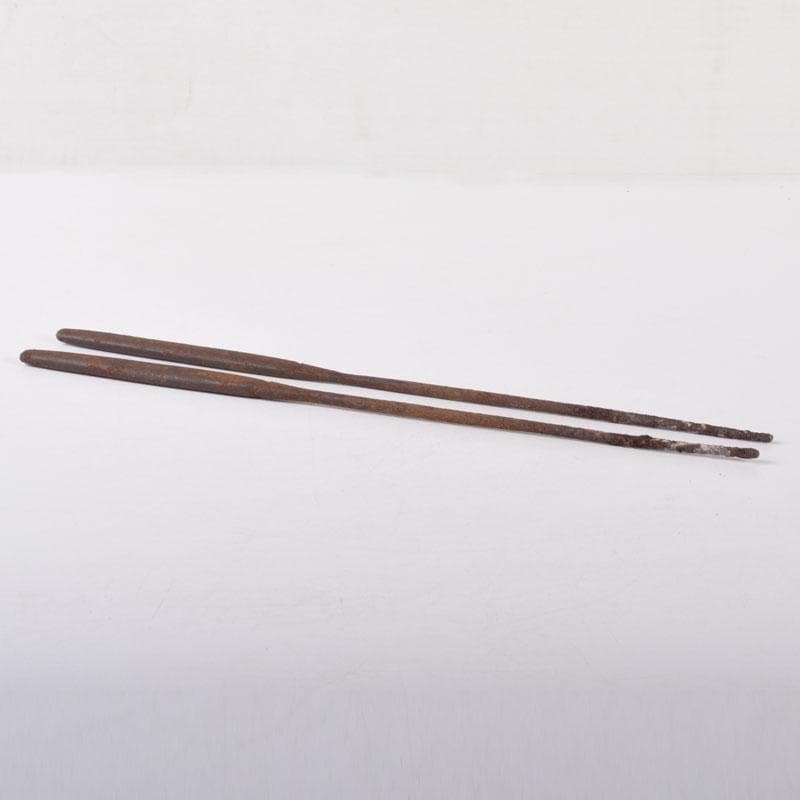 茶道具　鋳物師　金岡宗幸作　古鉄　火箸　共箱　C　R7754