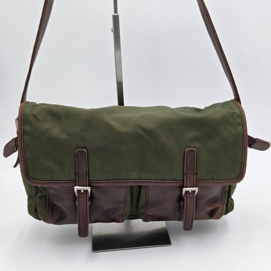 【良品】PRADA ナイロン ショルダーバッグ グリーン ヴィンテージ 肩掛け