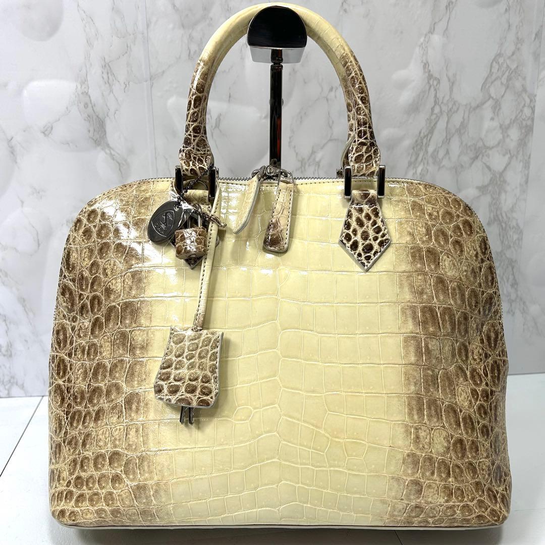 JRA公認 高級 ヒマラヤクロコ ハンドバッグ 未使用級 レディース