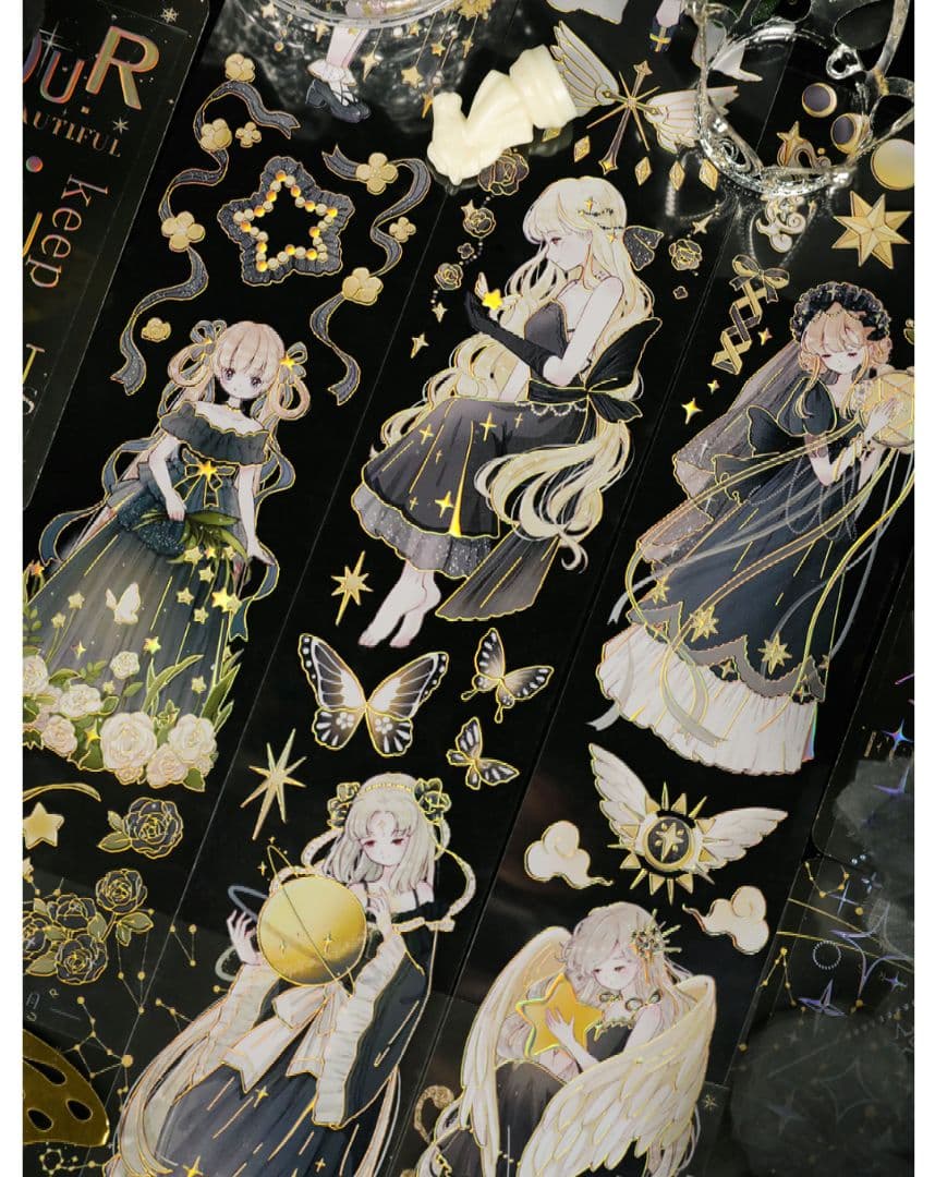 ☆のこり１☆J347＃星月(镭射金)差只小恐龙切り売り海外人物マステ女の子