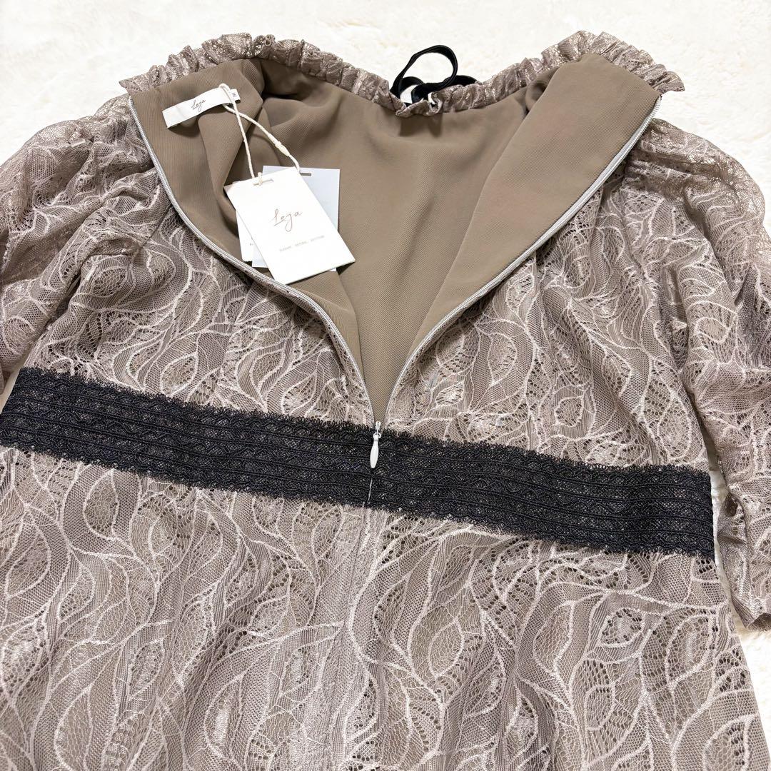 新品タグ付✨LEJA レジャ ウエストマークパフスリーブ総レースロングドレス M