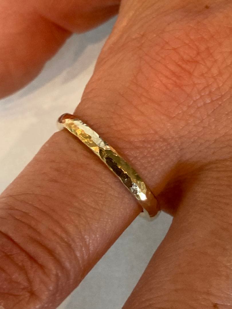 k18平甲丸槌目リング鍛造20号