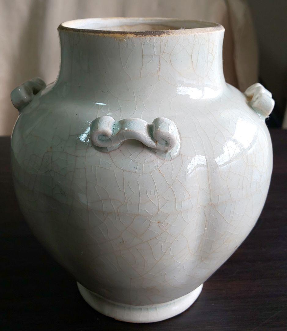 中国美術 宋 白磁 蓋付壺四耳壺 北宋時代(１２世紀後期)