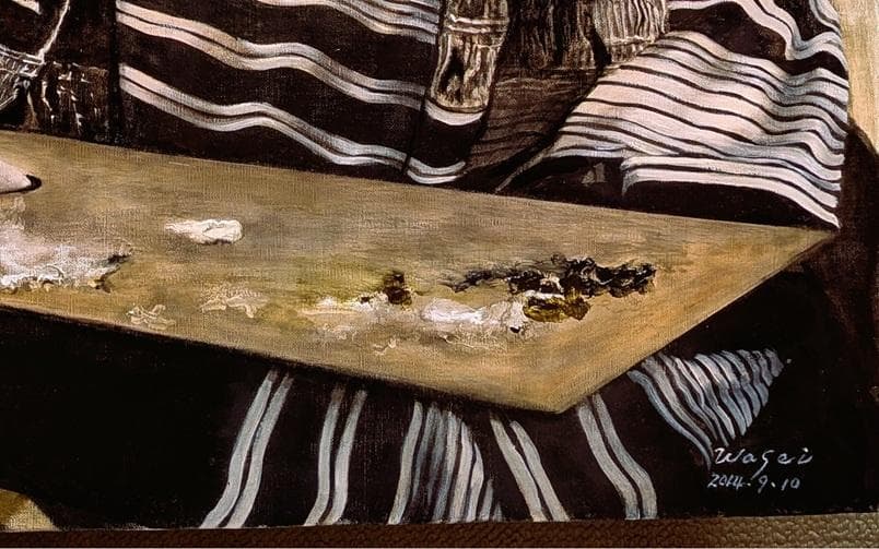 伊藤和生 藤田嗣治作「アトリエの自画像Ⅰ」白黒写真から油彩画に