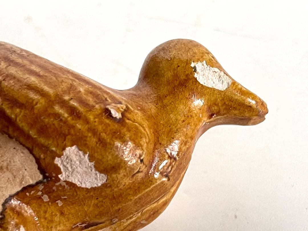 骨董 アンティーク 陶俑 唐時代 家鴨 人形 鳥形俑 黄釉 あひる 唐三彩 発掘