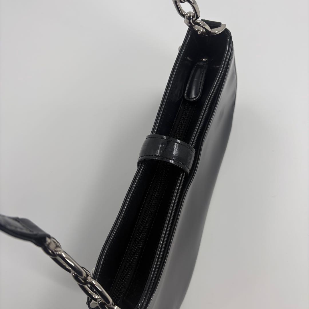美品　HAMANO ハマノ 濱野　ハンドバッグ レザー チェーン 黒 853