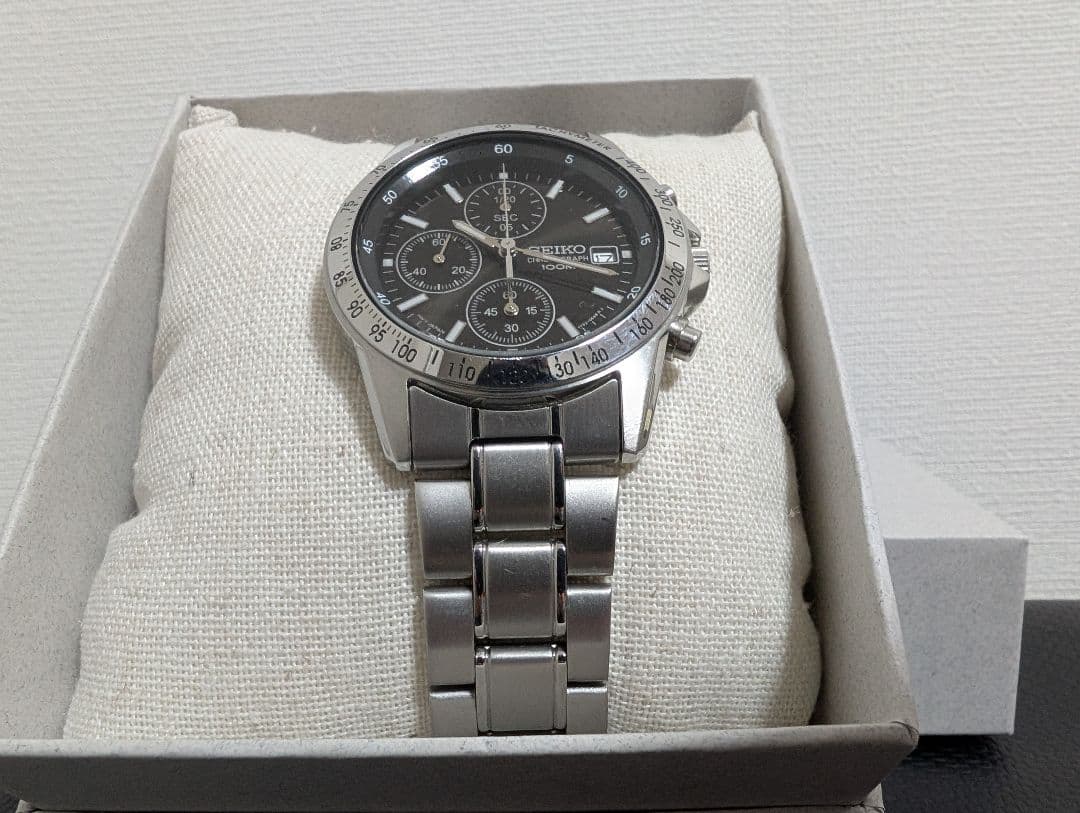 SEIKO クロノグラフ 腕時計 ブラック 稼働品　美品