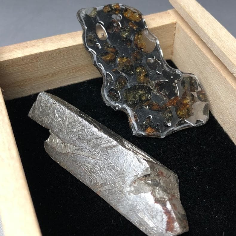 M*0様 隕石 アルタイ隕石　原皮付き　石鉄隕石　パラサイト隕石　２点　重さ42 アルタイ隕石 原石 鉄隕石 石鉄隕石 隕石・宇宙パワー コーティング